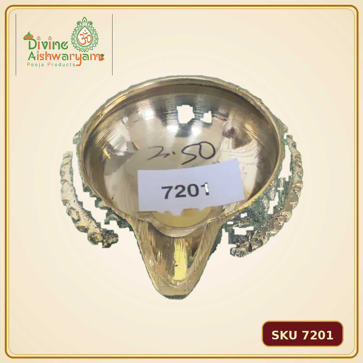 Brass Deepam / Diya – Small Ornate Base - SKU 7201