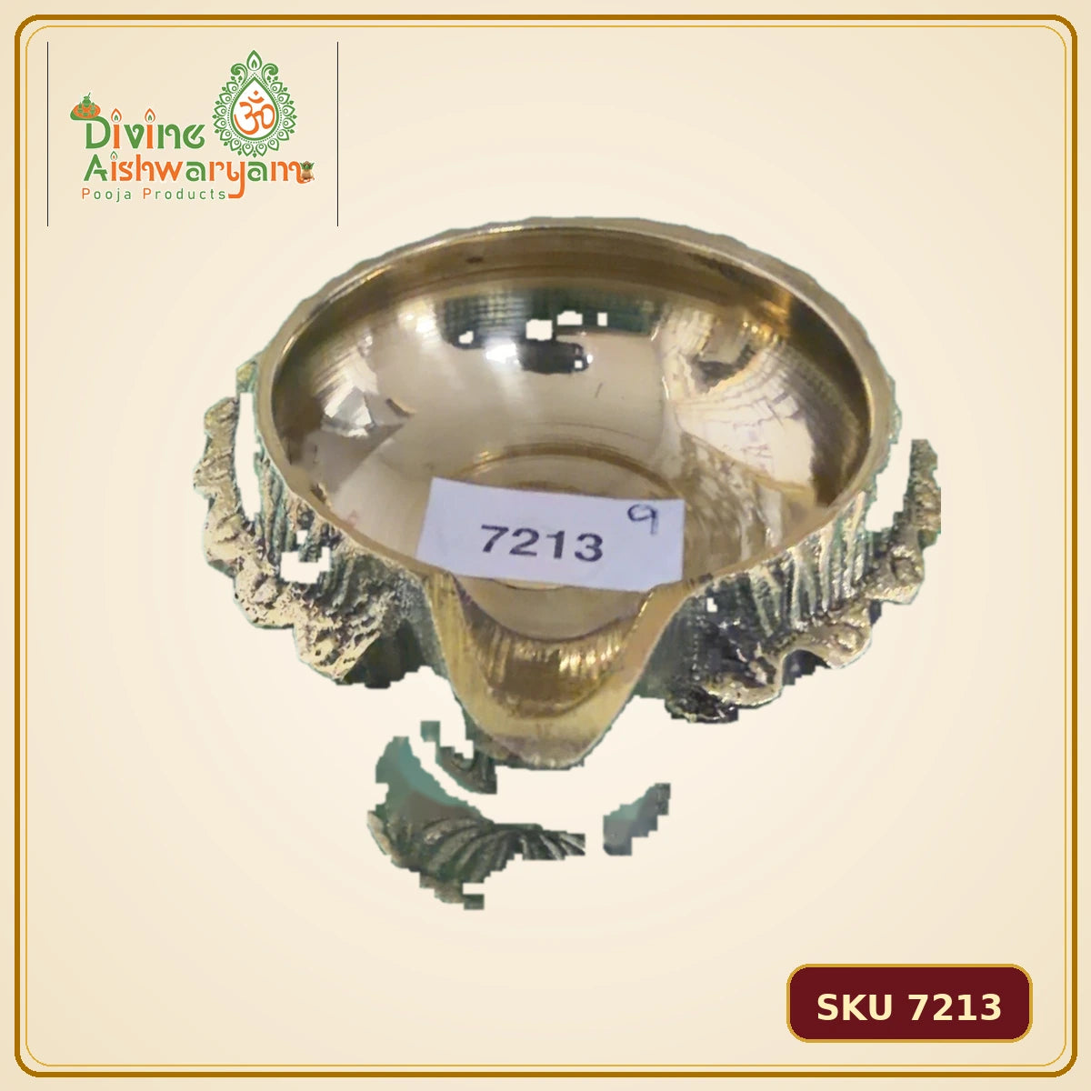 Brass Deepam / Diya – Ornate Floral Base - SKU 7213