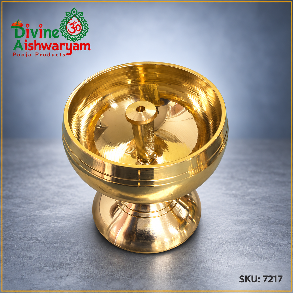 Brass Akhand Diya – SKU 7217 – lid removed
