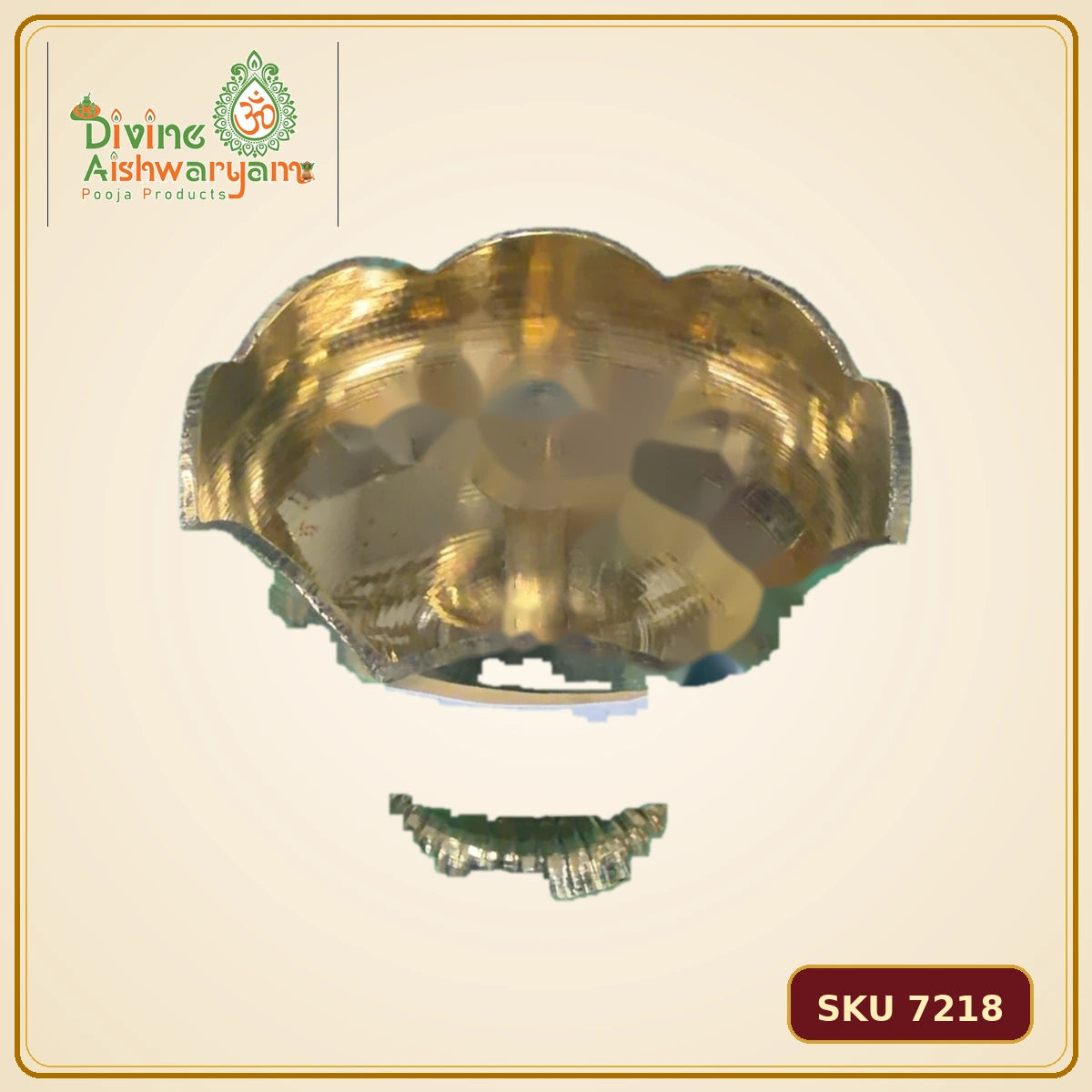 Brass Lotus Deepam with Central Wick Holder - SKU 7218