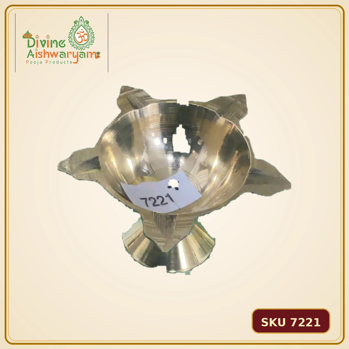 Brass Lotus Deepam / Diya – Star Petal Base - SKU 7221