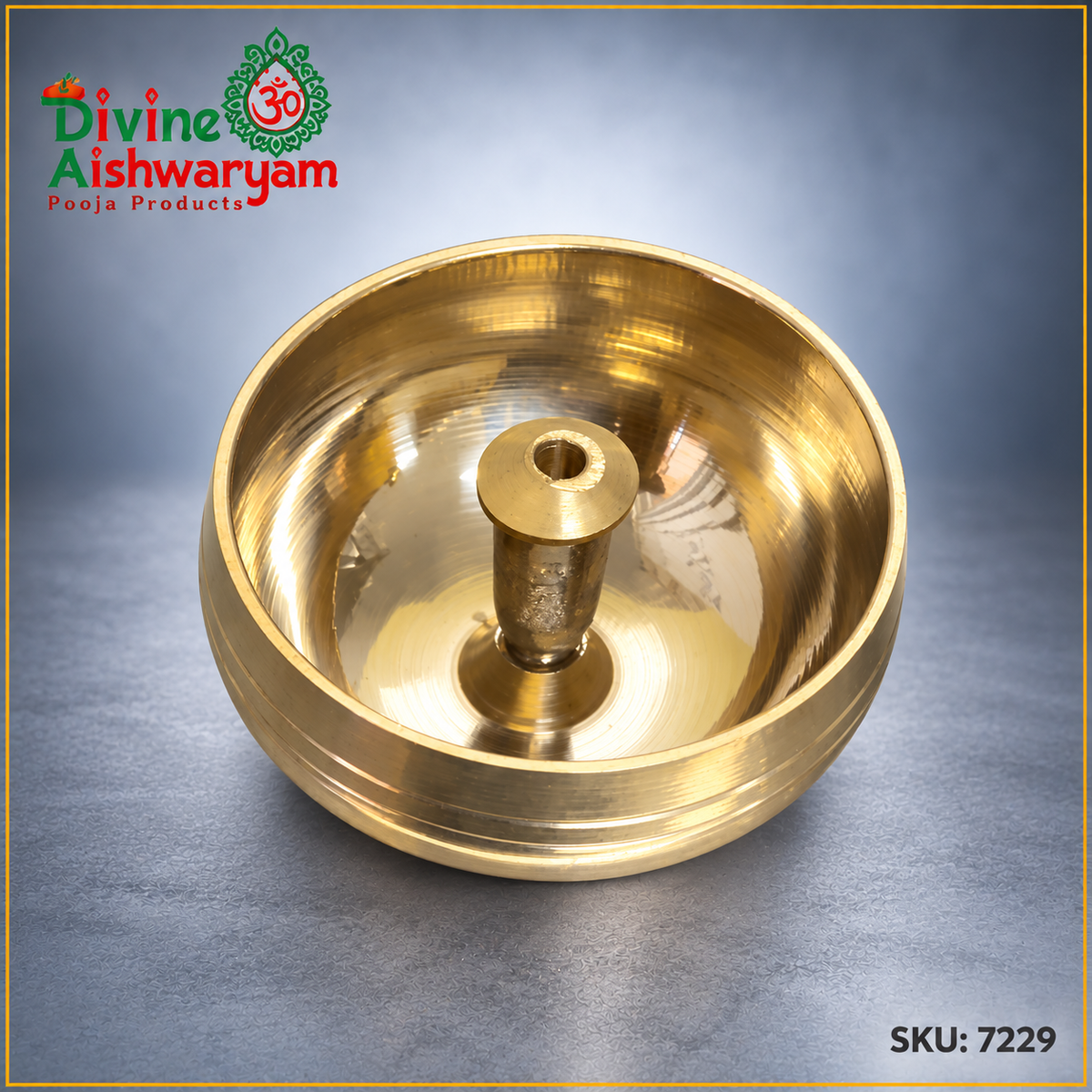 Brass Akhand Diya / Handi Deep – Star-Cut Lid – SKU 7229 – lid removed