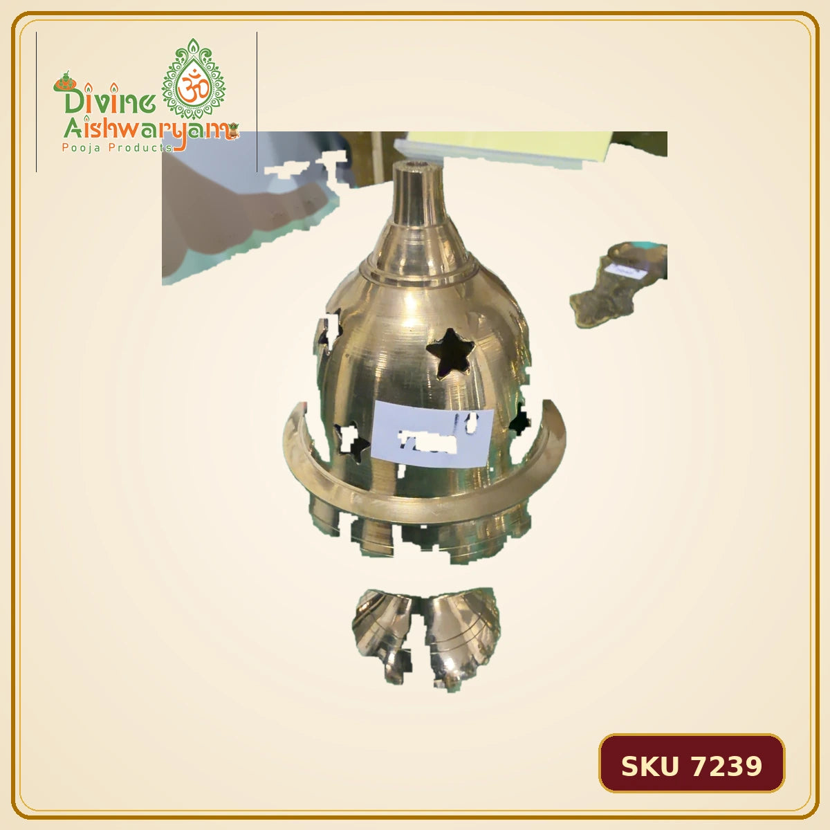 Traditional Brass Sambrani Dhoop Dani – Tall Star Cut - SKU 7239