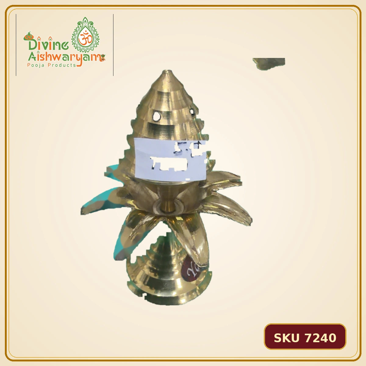 Traditional Brass Sambrani Dhoop Dani – Conical Lotus - SKU 7240