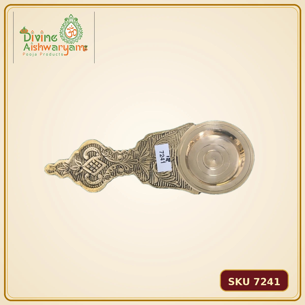 Brass Karpoora Aarti Holder / Sooda Thattu – Ornate Handle - SKU 7241