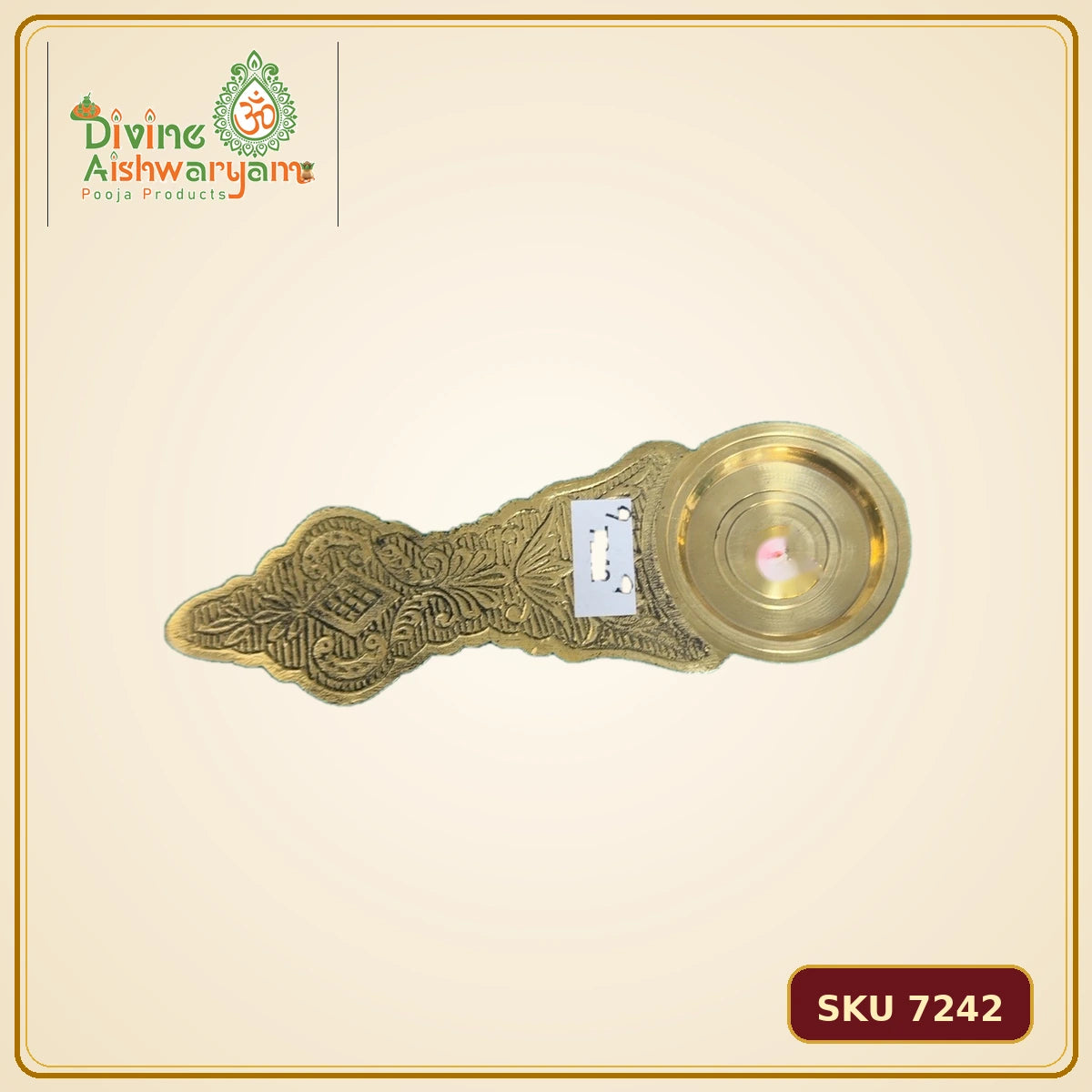 Brass Karpoora Aarti Holder / Sooda Thattu – Round Cup - SKU 7242