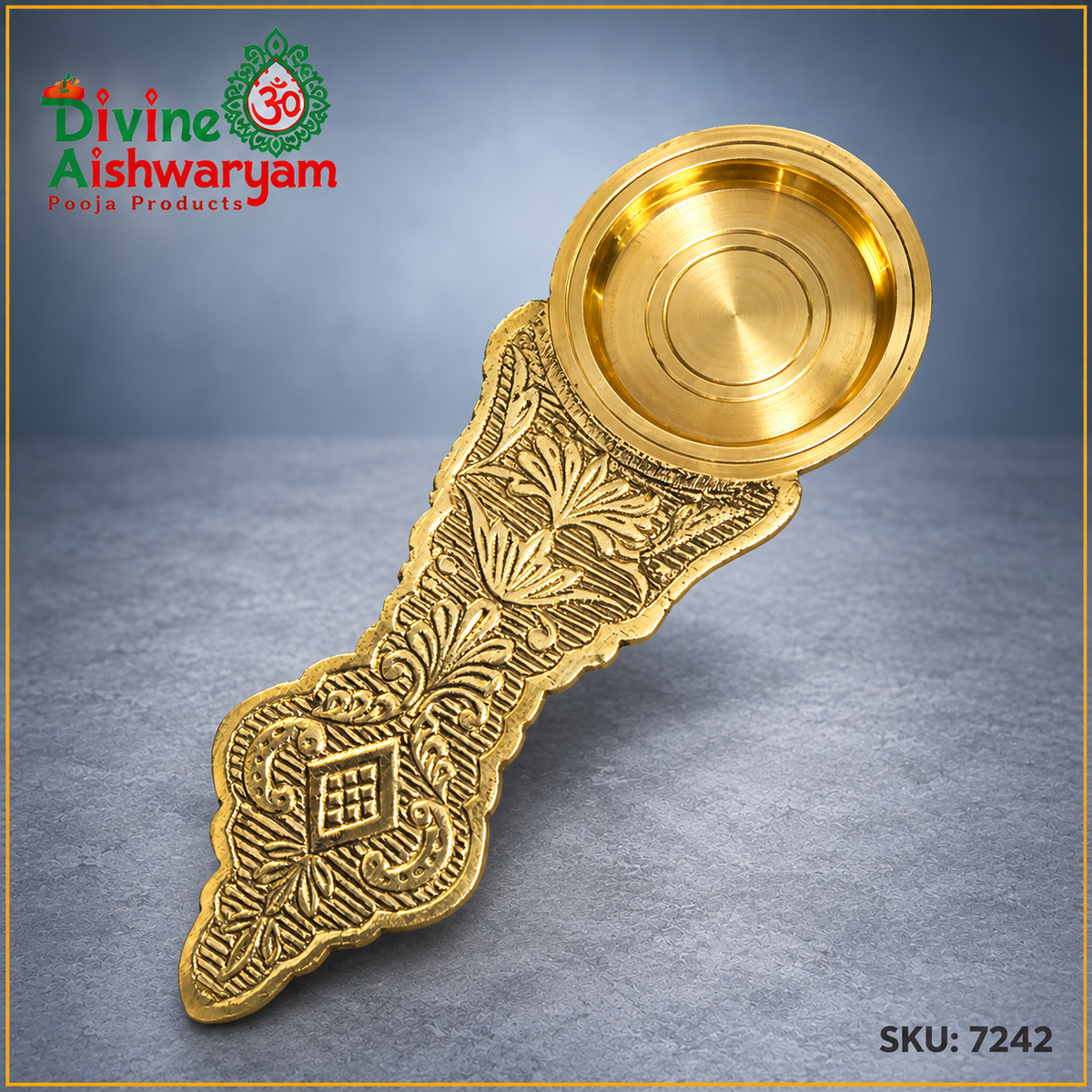 Brass Camphor Aarti Plate (Sooda Thattu) – 6 Inch – SKU 7242
