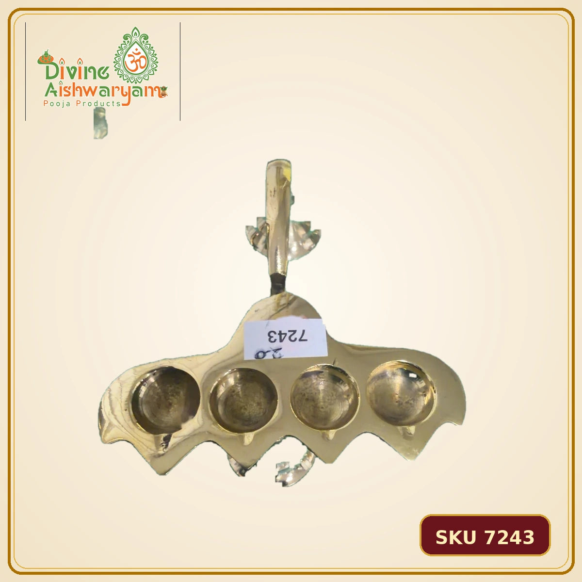 Brass Multi-Wick Aarti Lamp – 4 Cup - SKU 7243
