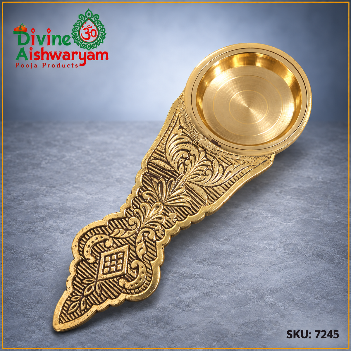 Brass Camphor Aarti Plate (Sooda Thattu) – 7 Inch – SKU 7245