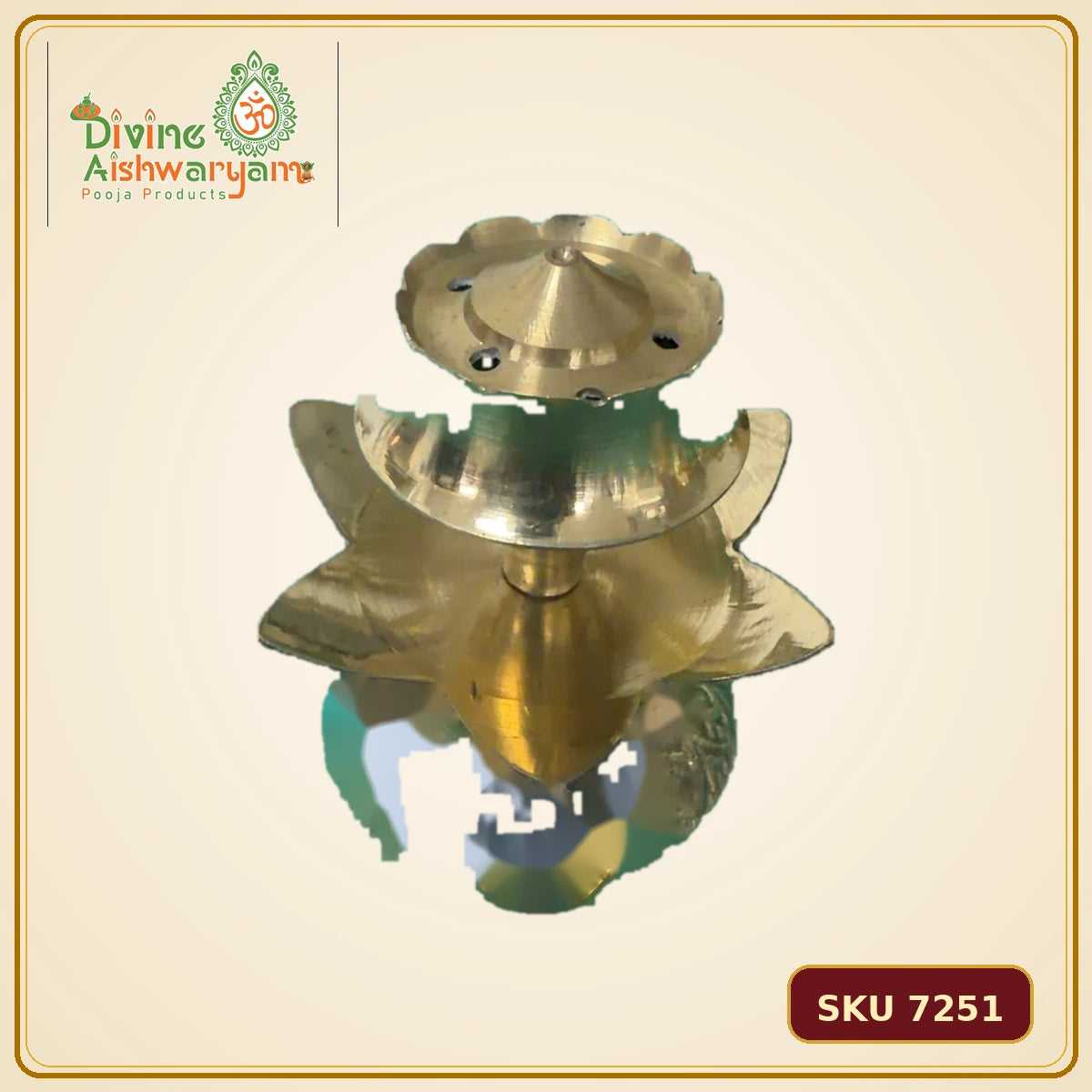 Brass Lotus Sambrani Dhoop Dani - SKU 7251