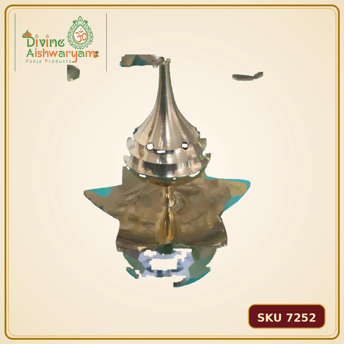 Brass Lotus Sambrani Dhoop Dani – Tall Lid - SKU 7252