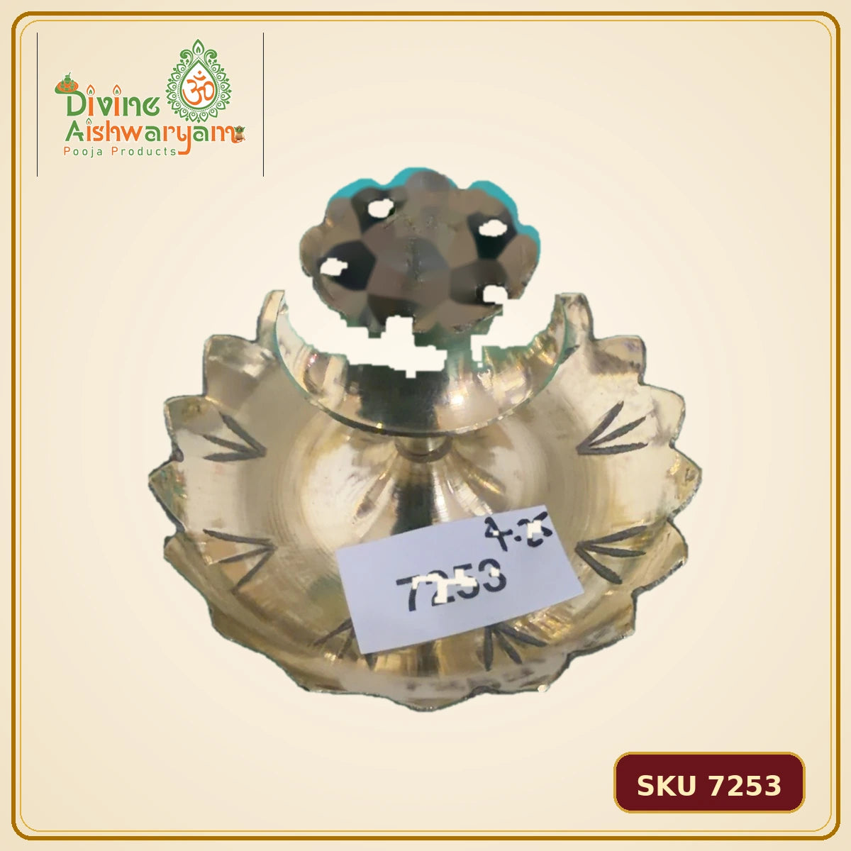 Brass Lotus Sambrani Dhoop Dani – Wide Tray - SKU 7253