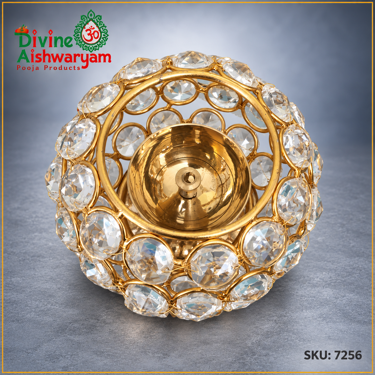 Open interior of Crystal Sambrani Dhoop Dani – Decorative Star-Cut Lid – SKU 7256