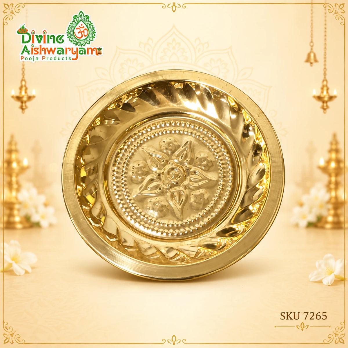 Brass Pooja Plate / Thali – Large - SKU 7266