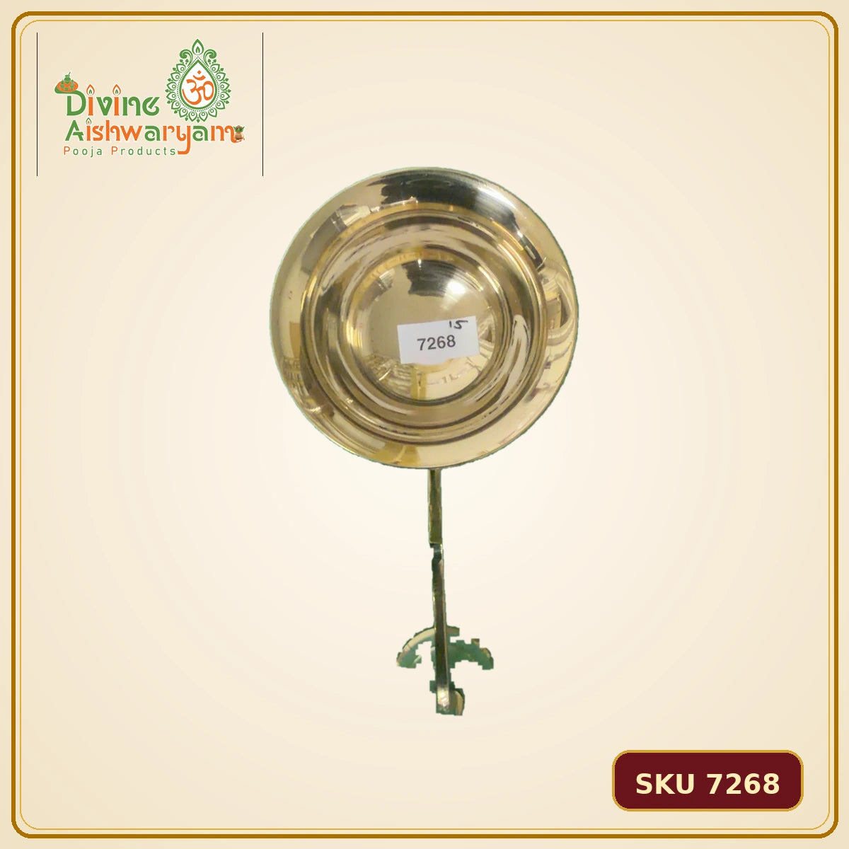 Brass Karpoora Aarti Stand (Sooda Thattu) – Larger Size - SKU 7268