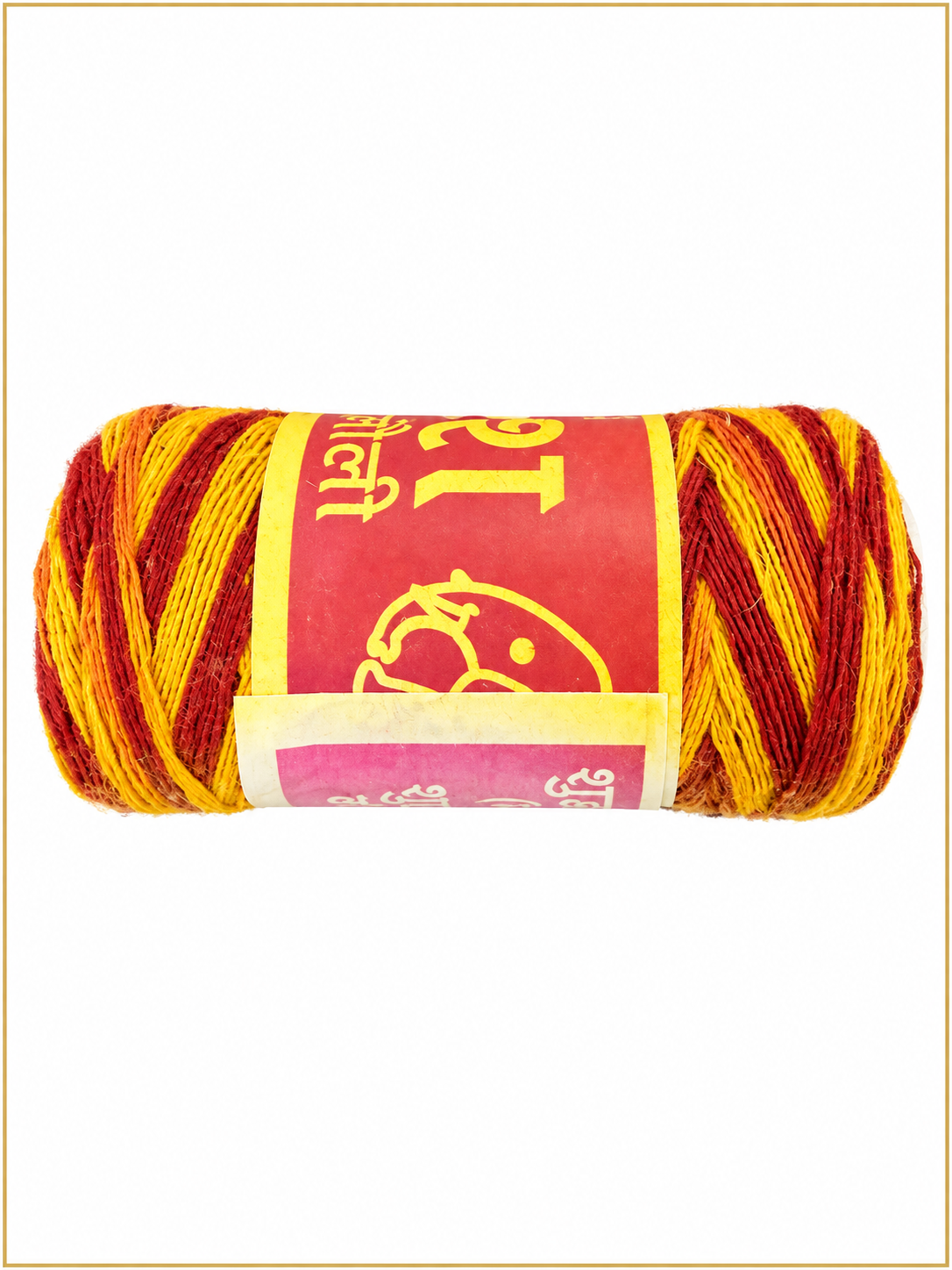 Red & Yellow Puja Thread Spool (Mauli / Kalava) actual product on white background