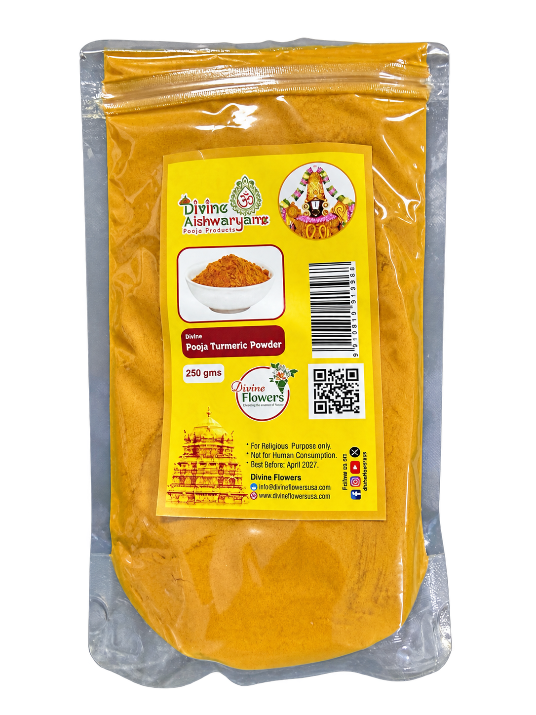 Pooja Turmeric Powder (Haldi / Manjal / Pasupu Podi) — 250 g